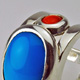 Turquoise & Coral Silver Ring