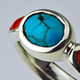 Turquoise & Coral Silver Ring