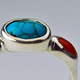 Turquoise & Coral Silver Ring