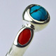 Turquoise & Coral Silver Ring