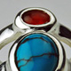 Turquoise & Coral Silver Ring