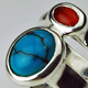 Turquoise & Coral Silver Ring