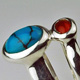 Turquoise & Coral Silver Ring