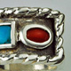Turquoise & Coral Silver Ring