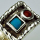 Turquoise & Coral Silver Ring