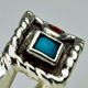 Turquoise & Coral Silver Ring